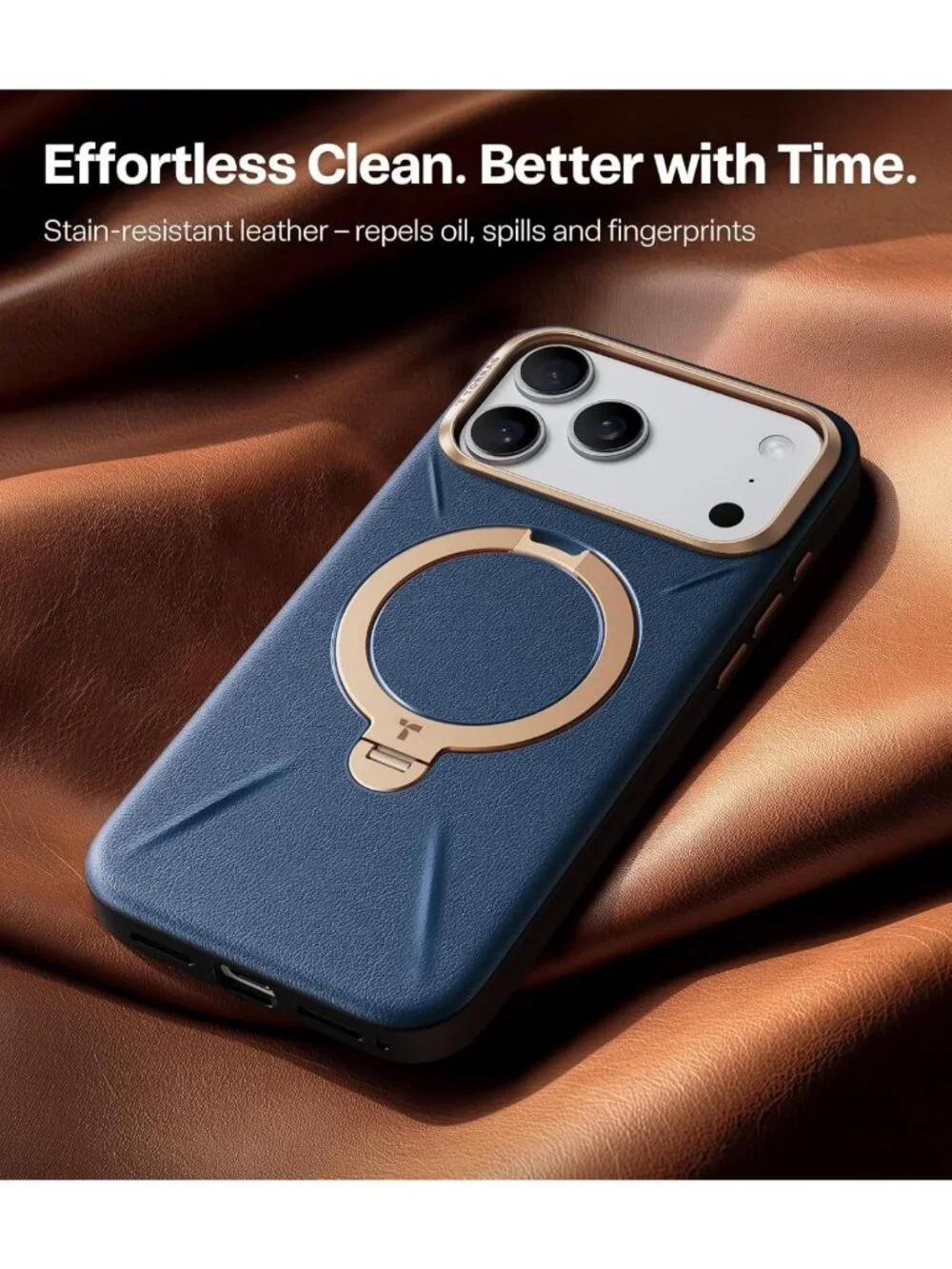iPhone 17 Pro Max Leather Case - Shockproof, 360° Magnetic Stand, MagSafe